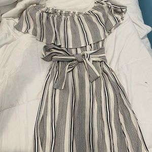 Black and White Striped Flowy Dress
